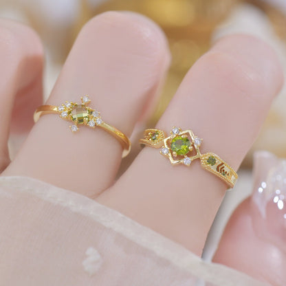 Peridot Baroque Ring Set