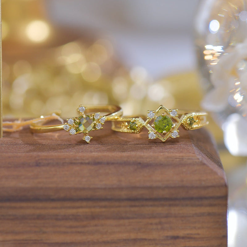 Peridot Baroque Ring Set