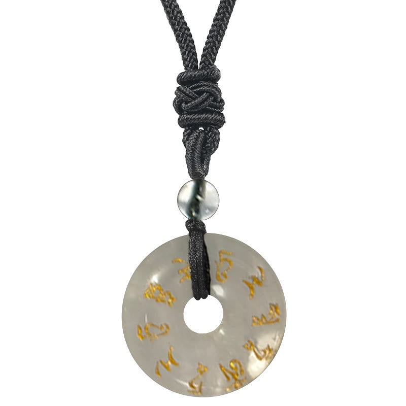 Green Tara Mantra Black Obsidian Necklace Pendant