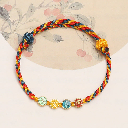 Handmade Dunhuang Color Thread Peace & Joy Protection Bracelet