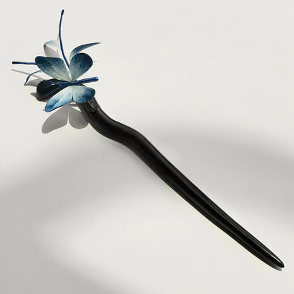 Handmade Mulberry Silk Velvet Flower Butterfly Brooch Hairpin