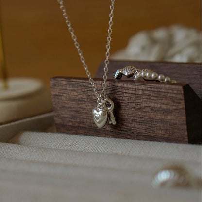 Heart Lock Necklace in Silver