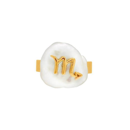 Zodiac Sign Pearl Adjustable Ring