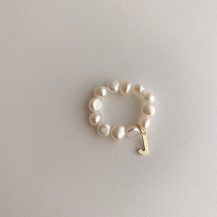 [] Pearl Initial Ring