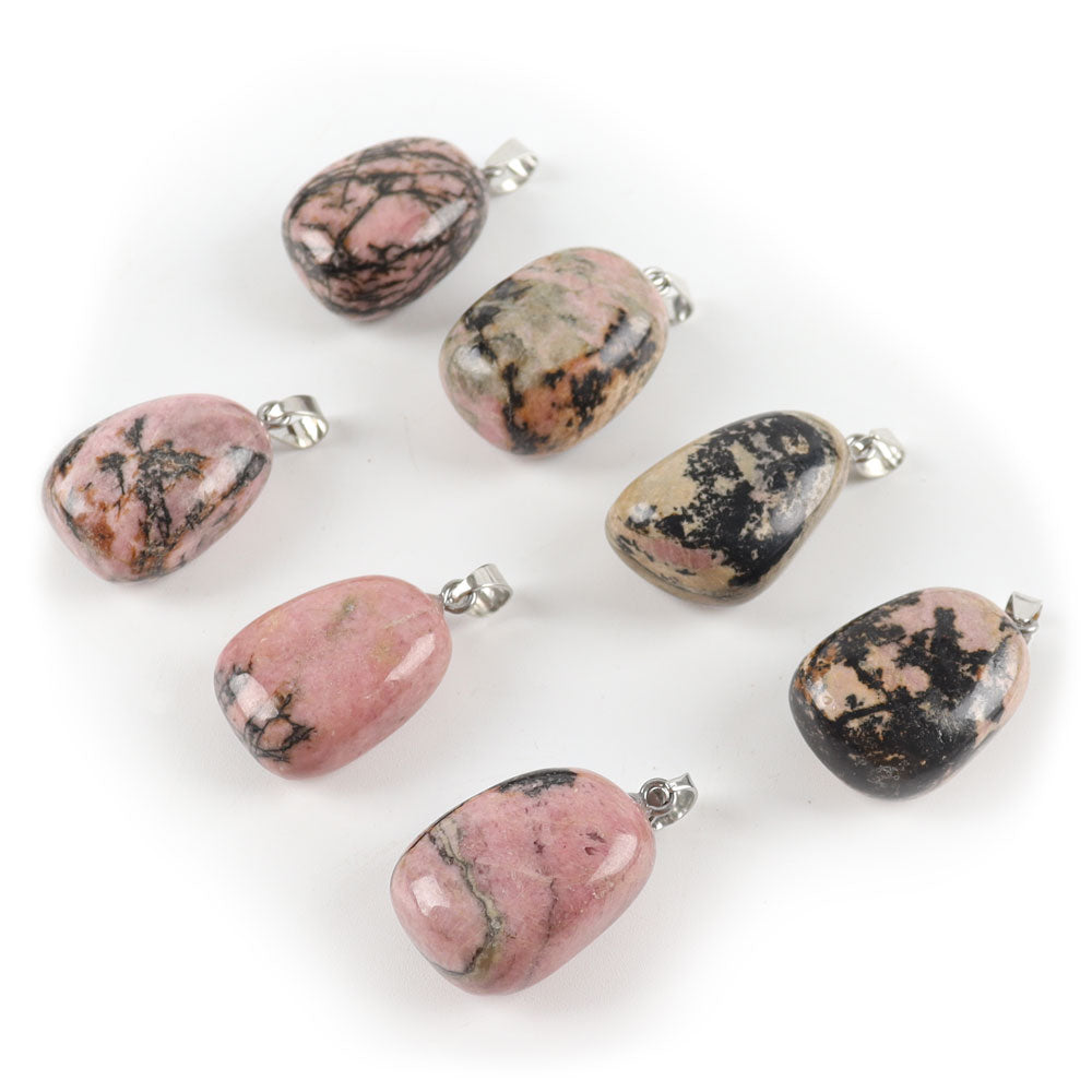 Irregular Rhodonite Healing Stone Pendant 0.80-1.10 Inch