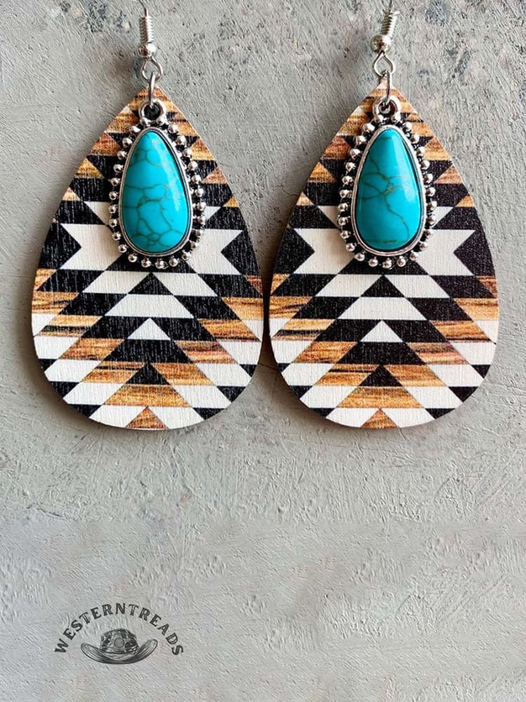 Western Earrings Turquoise Pendant