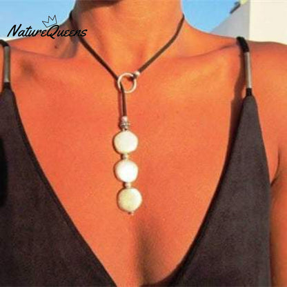 Multi-round Alloy Cowhide Rope Necklace