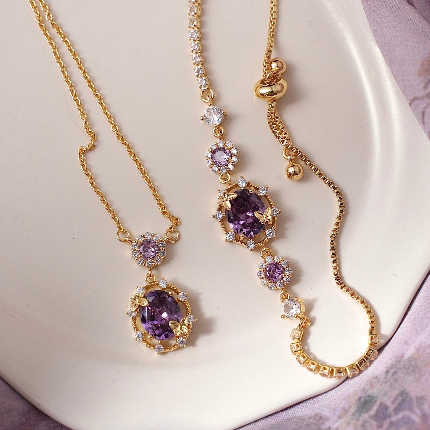 Lilac Butterfly Necklace