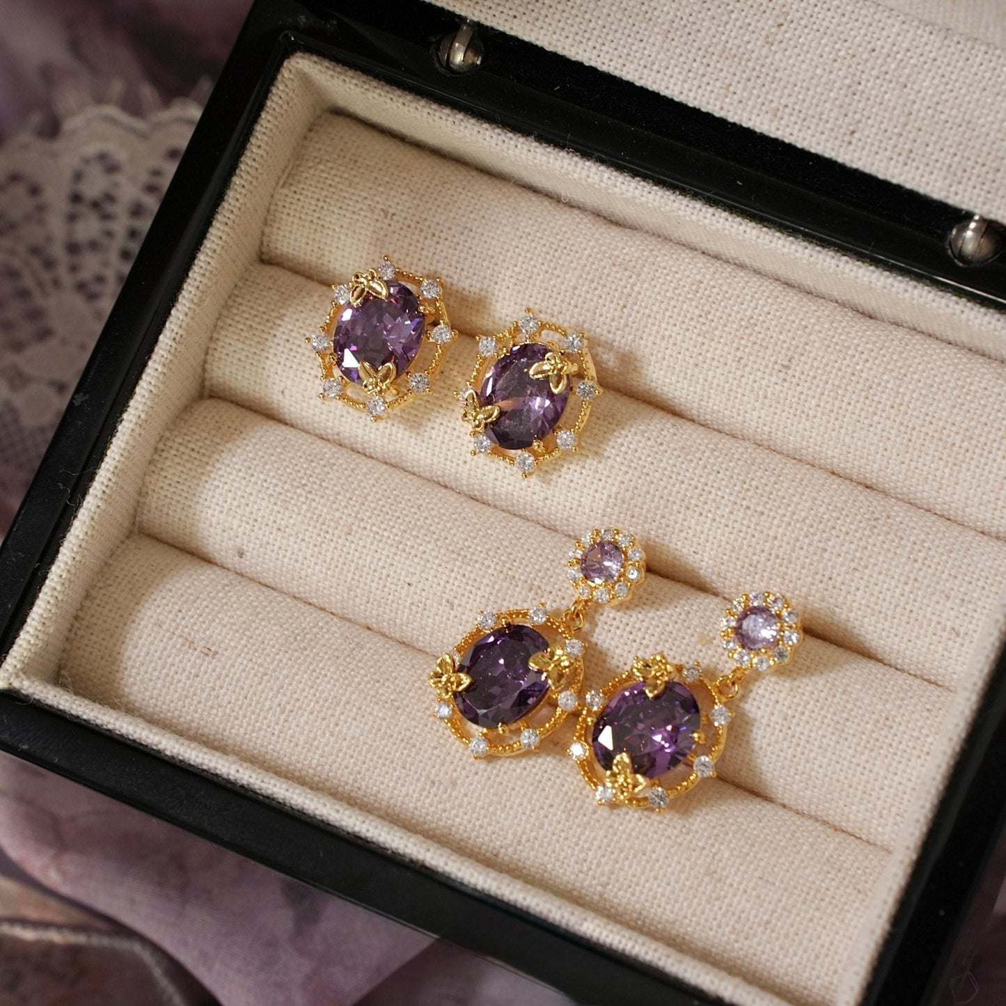 Lilac Butterfly Stud Earrings