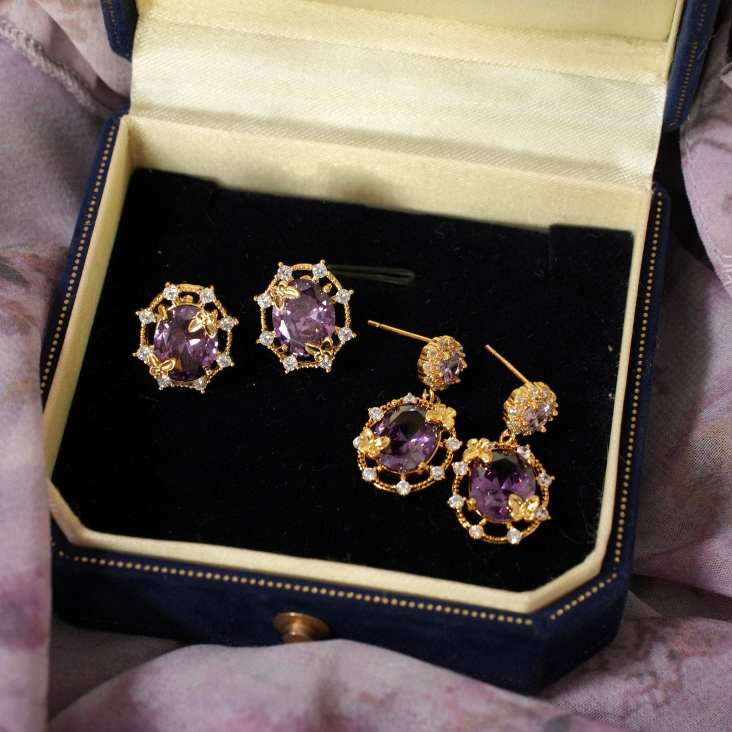 Lilac Butterfly Stud Earrings