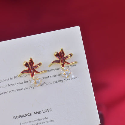 Lily of Burgundy Earrings