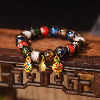 Liuli Glass Bead Family Charm Bracelet 10mm - Spiritual Luck Bracelet