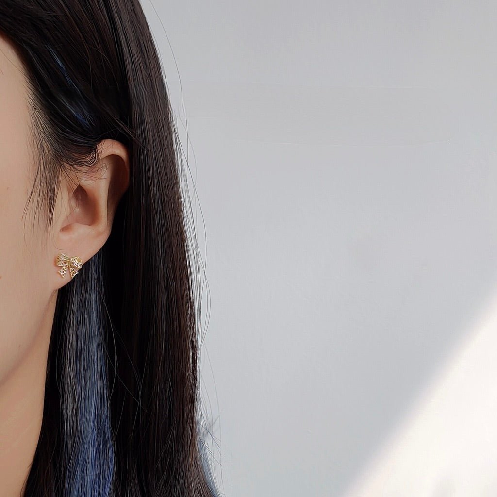 Lovelace Bow Earrings in Gold
