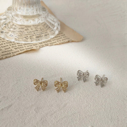 Lovelace Bow Earrings in Silver