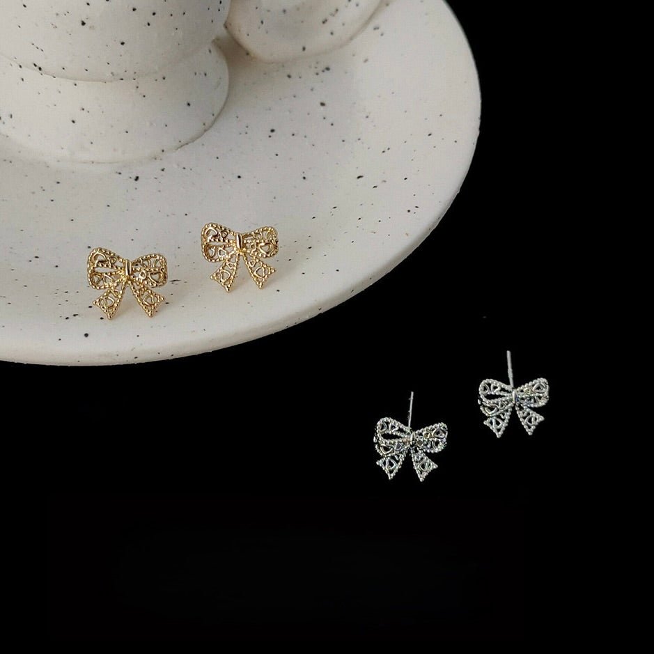 Lovelace Bow Earrings in Silver