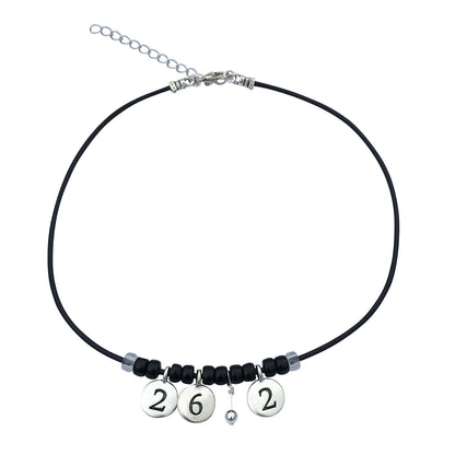 Dragonweave Marathon Necklace Silver Plated 26.2 Black Leather Handmade Marathon Necklace