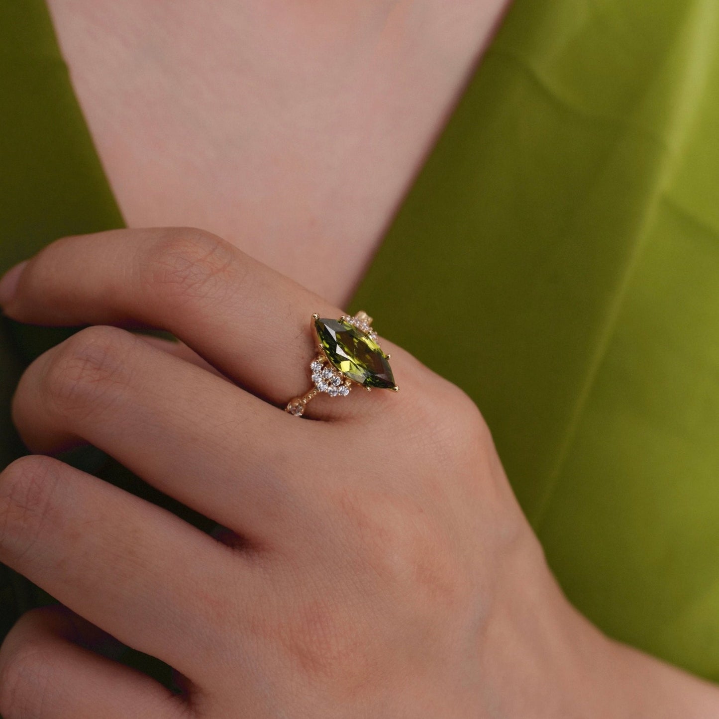 Marquise Peridot Ring