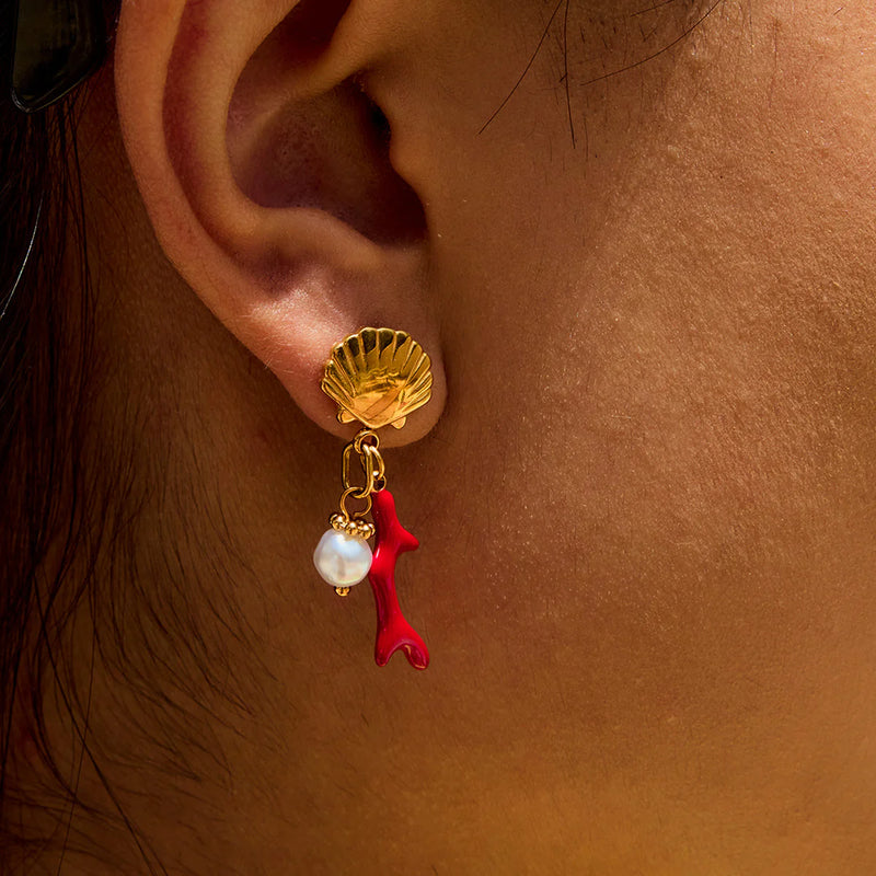 Jasper Cross Pearl Drop Earrings