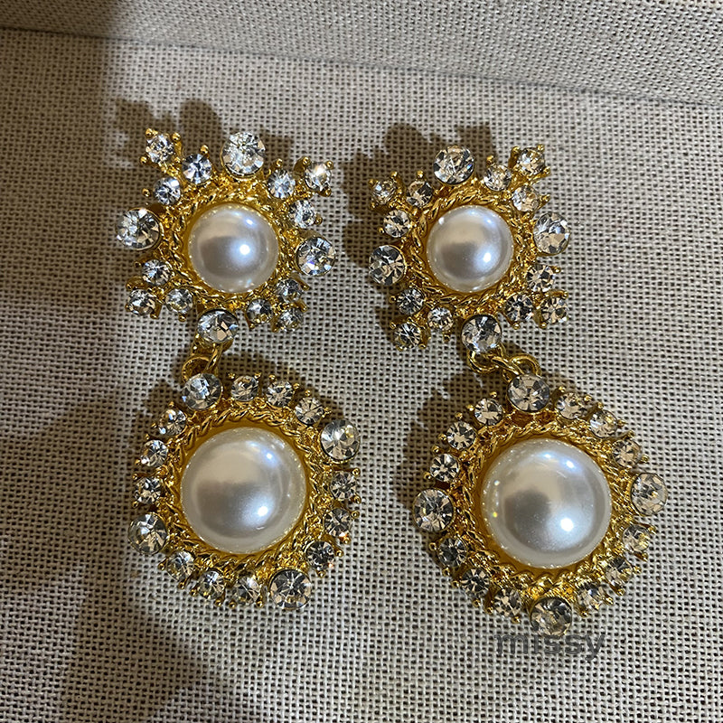Jemimah Pearl Diamond Drop Earrings