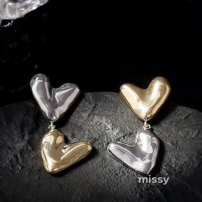 Klaire Two-tone Heart Tassel Earrings