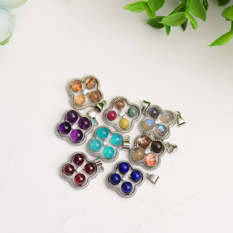 Mixed Crystal Flower Pendant 15mm Spiritual Necklace