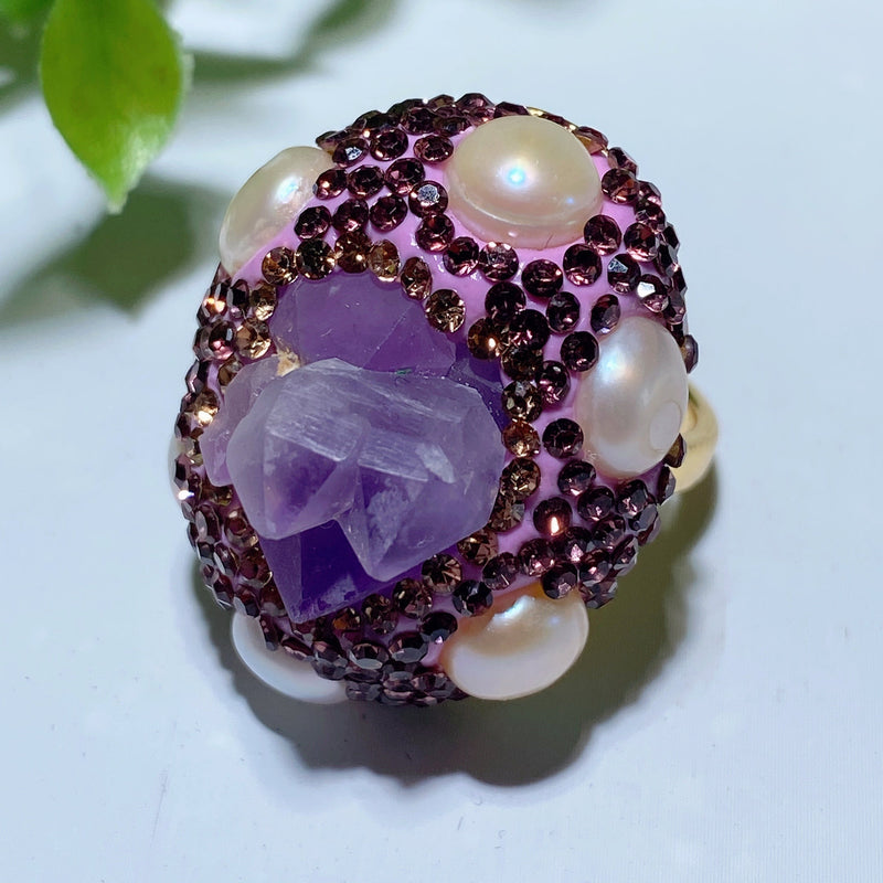 Mixed Crystal Healing Rings | Raw Stones 1.1 Inch - Spiritual