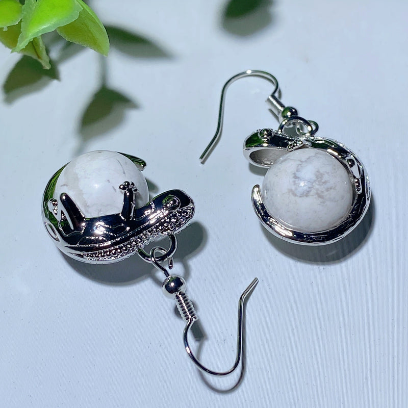 Mixed Crystal Lizard Earrings With Healing Stones 1.5 Inch