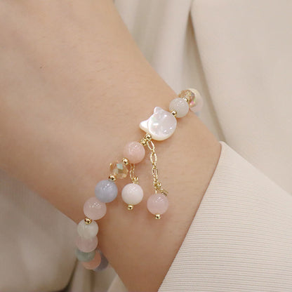 Morganite and Strawberry Quartz Love Bracelet 12-14cm