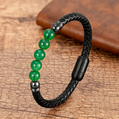Multi-stone Protection Leather Bracelet