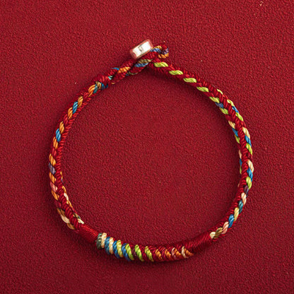 Multicolored Red String Bracelet With King Kong Knot for Protection