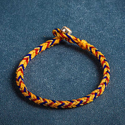 Multicolored Red String Protection Bracelet With Silver Charm