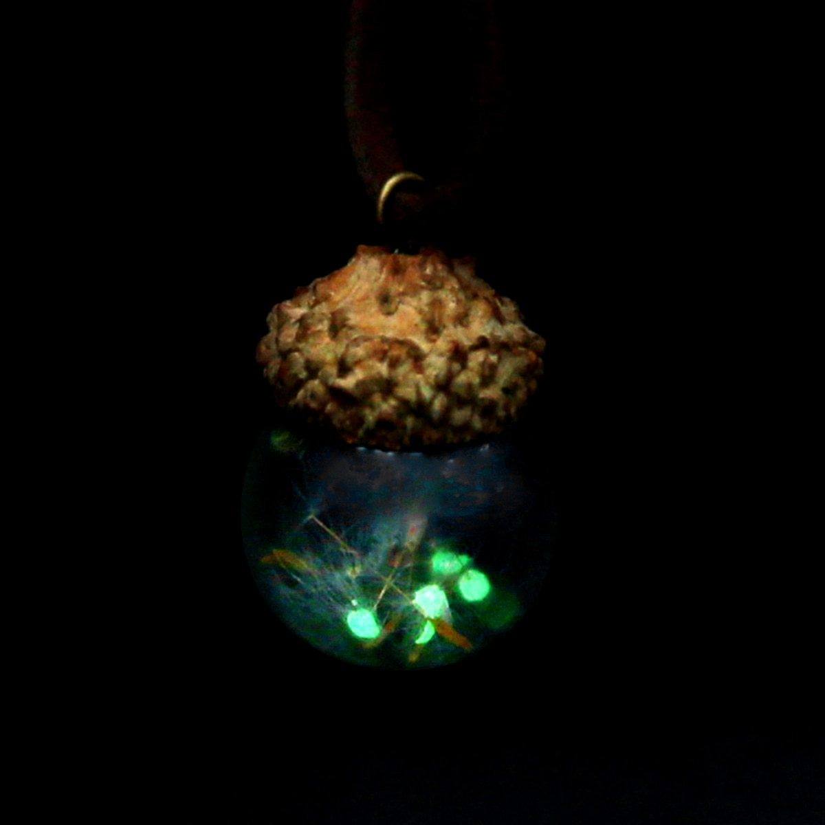 Acorn & Dandelions Glass Necklace