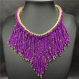 Long Tassel Beads Choker Necklace
