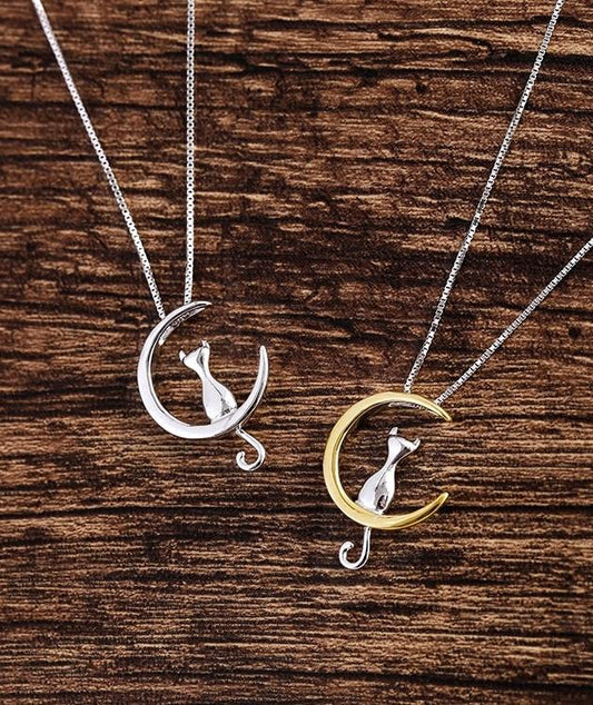 Cat and Moon Necklace