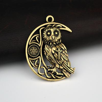 Celtic Wise Owl & Wolf Moon Necklace