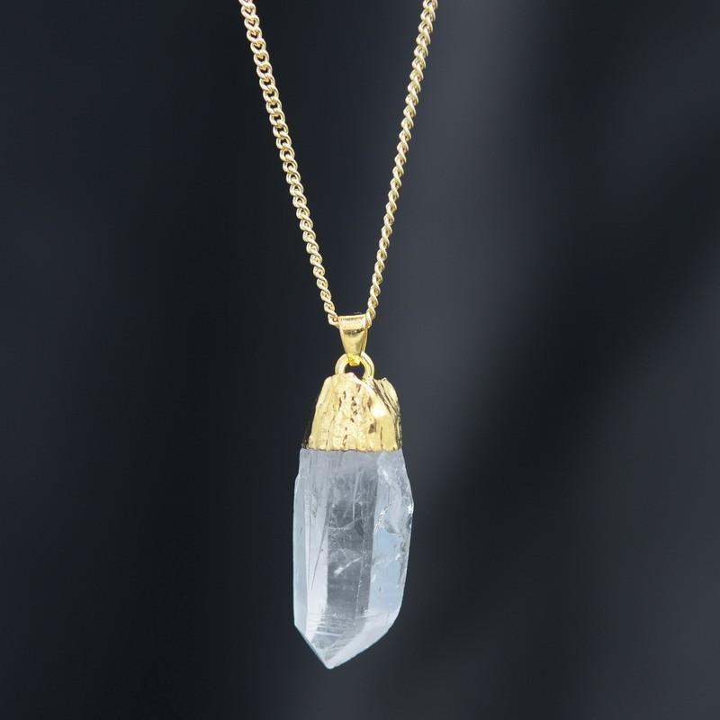 Crystal Quartz Pendant Gold Plated Necklace