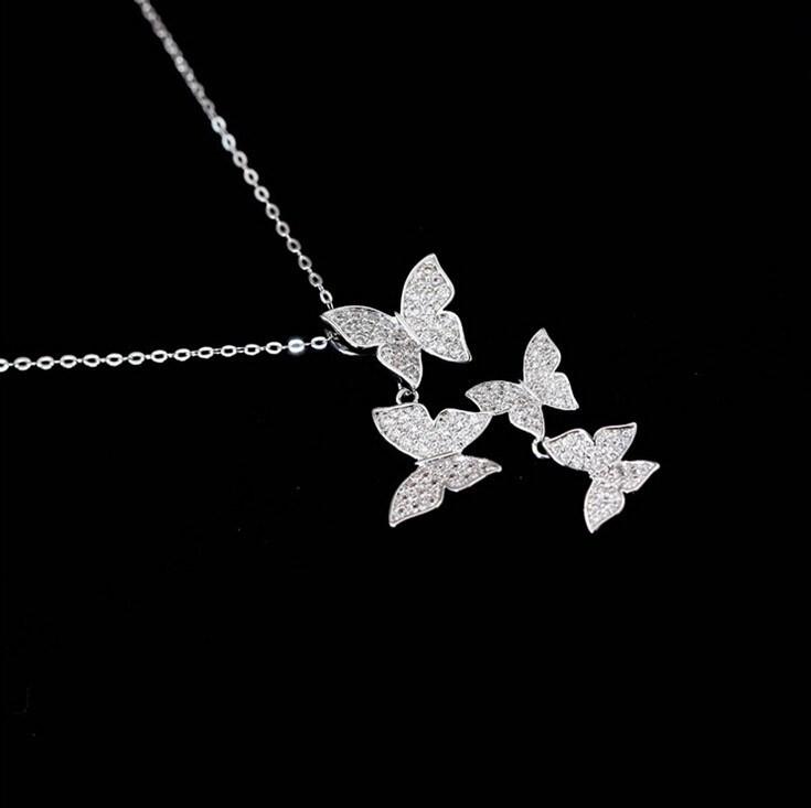 Dangling Butterflies Silver Necklace