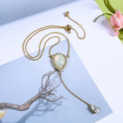 Delicate Opal Crystal Necklace