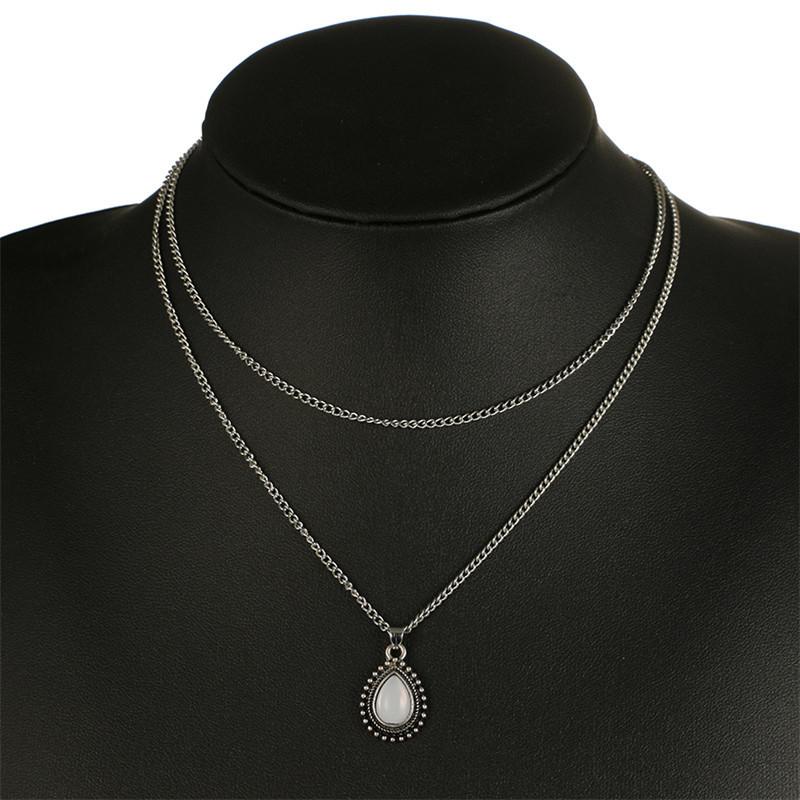 Double Layer Water Drop Opal Necklace