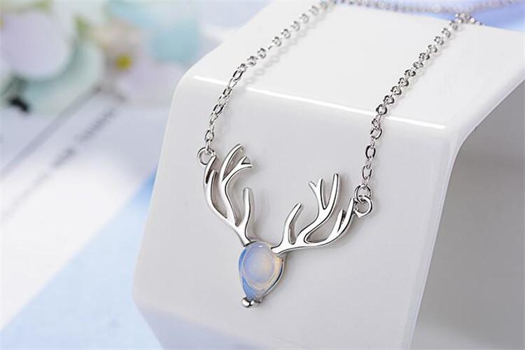 Elk Moonstone Sterling Silver Necklace