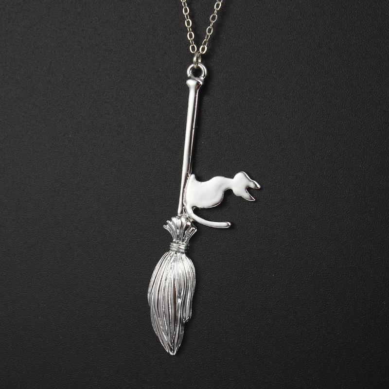 Flying Witch Cat Necklace