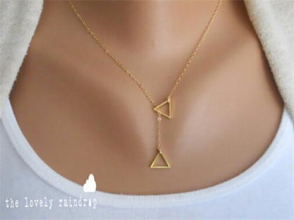 Gold Multilayer Long Strip Pendant Necklace