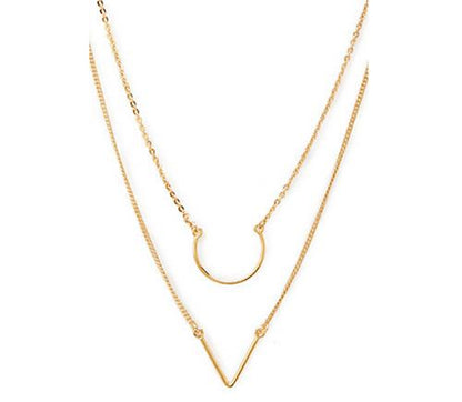 Gold Multilayer Long Strip Pendant Necklace