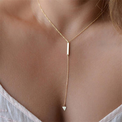 Gold Multilayer Long Strip Pendant Necklace
