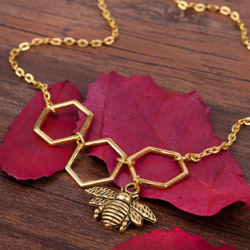 Honeycomb Bee Necklace