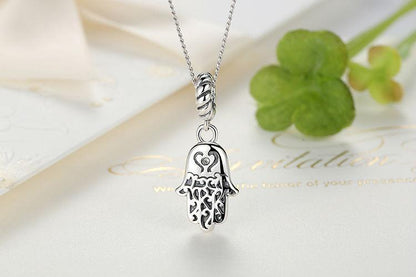 Lucky Hamsa Hand Silver Necklace