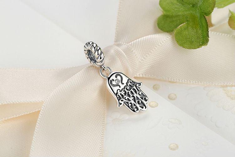 Lucky Hamsa Hand Silver Necklace