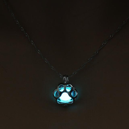 Magical Glow in the Dark Dog Paw Necklace