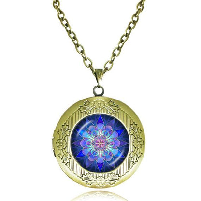 Mandala Glass Dome Choker Locket Necklace