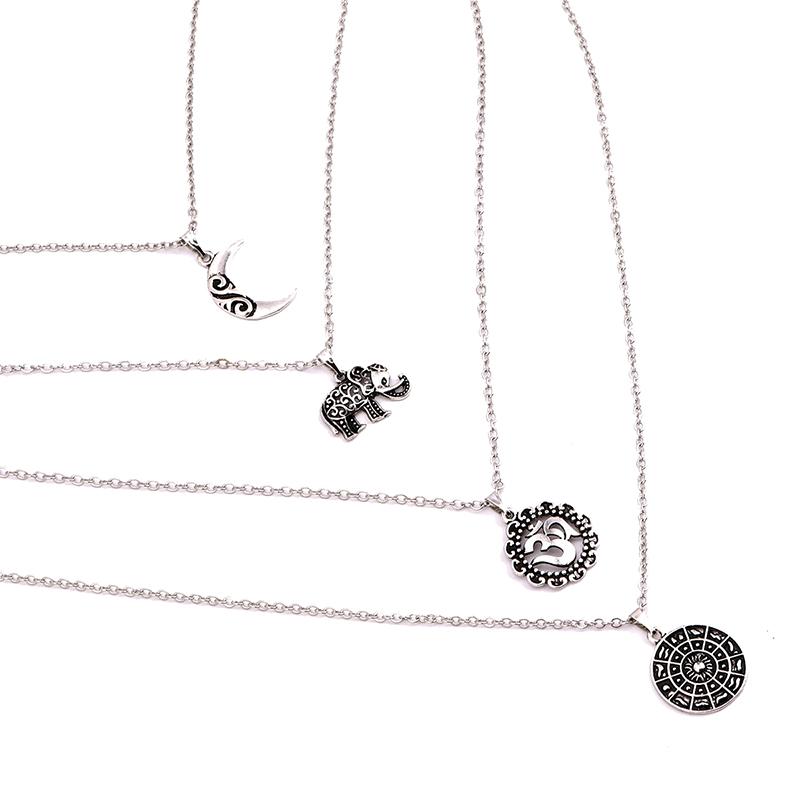 Moon Elephant Multilayer Necklace